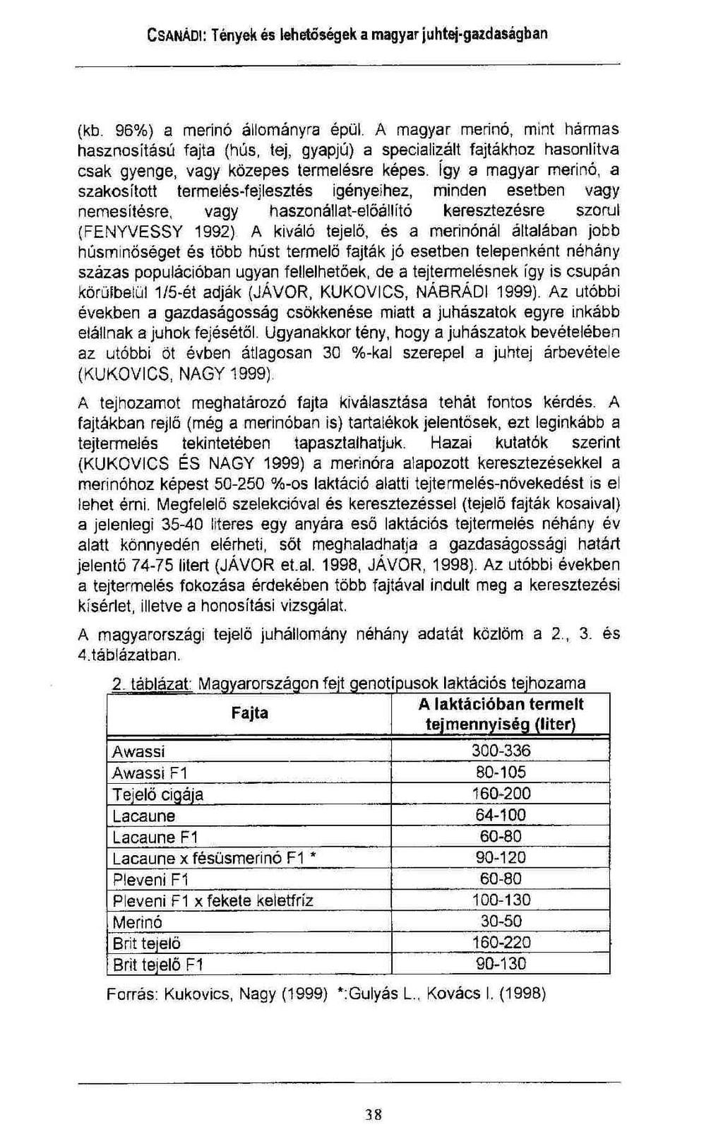 Csanádi: Tények és lehetőségek a magyar juhtej-gazdaságban (kb. 96%) a meririó állományra épül.