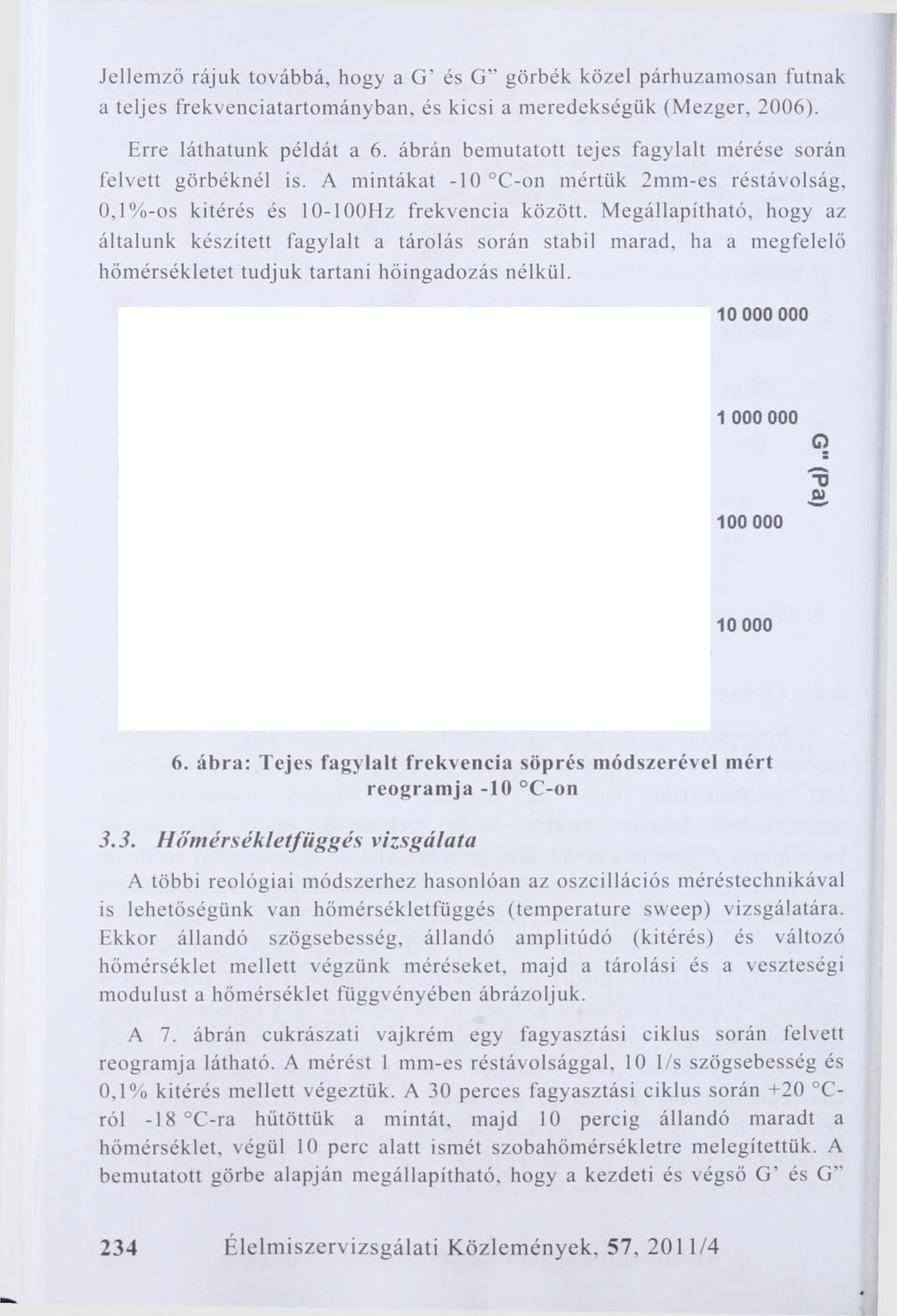 Jellemző rájuk továbbá, hogy a G és G görbék közel párhuzamosan futnak a teljes frekvenciatartományban, és kicsi a meredekségük (Mezger, 2006). Erre láthatunk példát a 6.