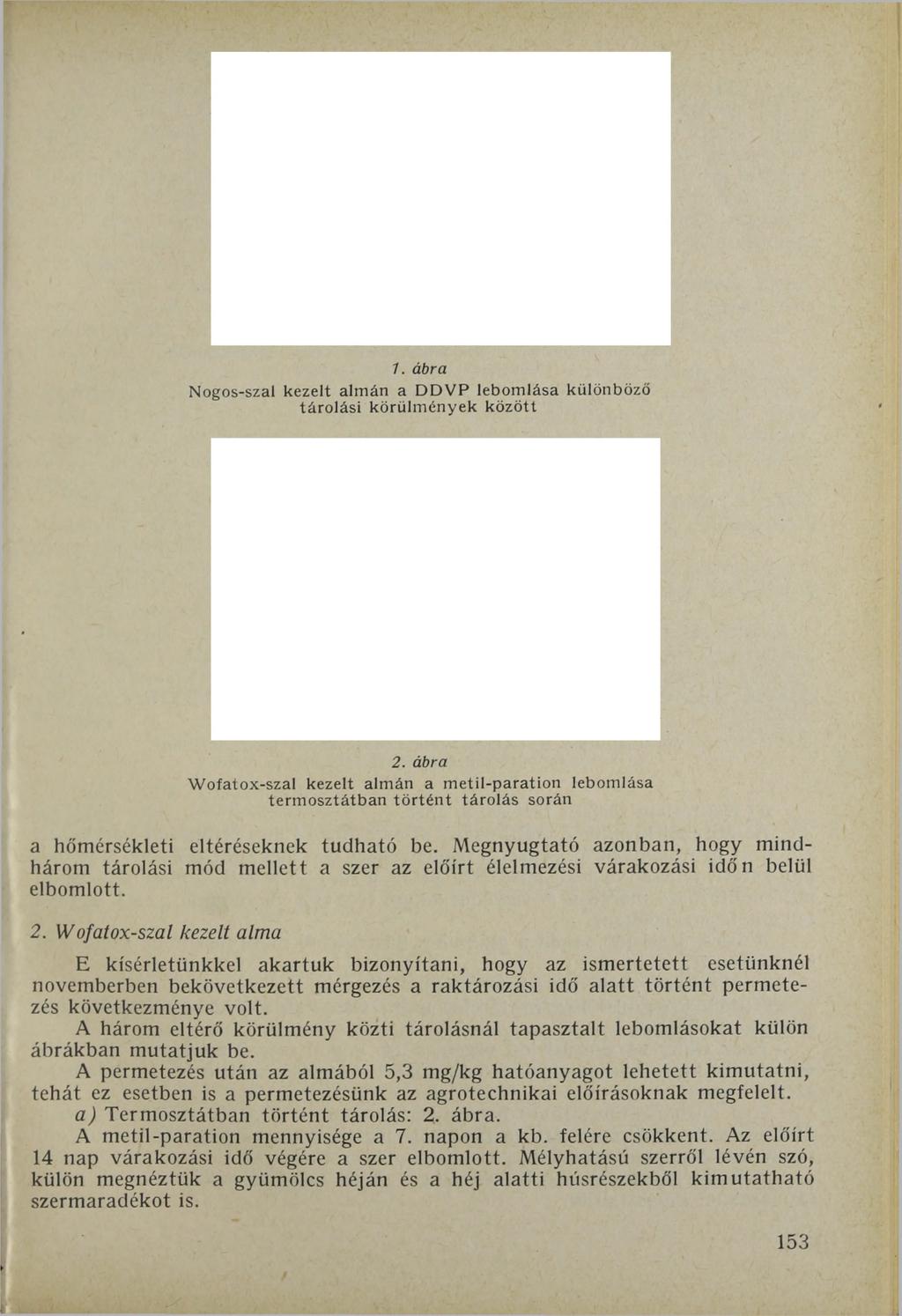 1. ábra Nogos-szal kezelt almán a DDVP lebomlása különböző tárolási körülm ények között 2.