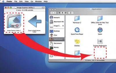 8. Felhasználói támogató programok Macintosh szoftverek telepítése Az Image Express Utility 2 for Mac program a Mac OS X operációs rendszert támogatja.