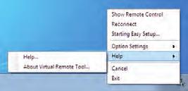 A Virtual Remote Tool program súgójának megtekintése A súgó megjelenítése a Gyorsindítás eszköztáron keresztül 1 A Virtual Remote Tool program