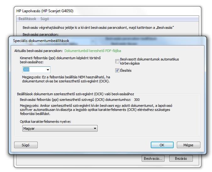 A beállításnál a Fájltípus legördülő menüben pdf-kereshető (*.pdf) opciót kell kiválasztani.
