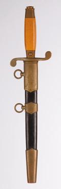 század vége, Mannlicher puskához készült bajonett, acél szerelékkel, fa markolattal, pengén jelezve from the end of the 19th century, bayonet made for Mannlicher gun, with steel fitments, with wooden