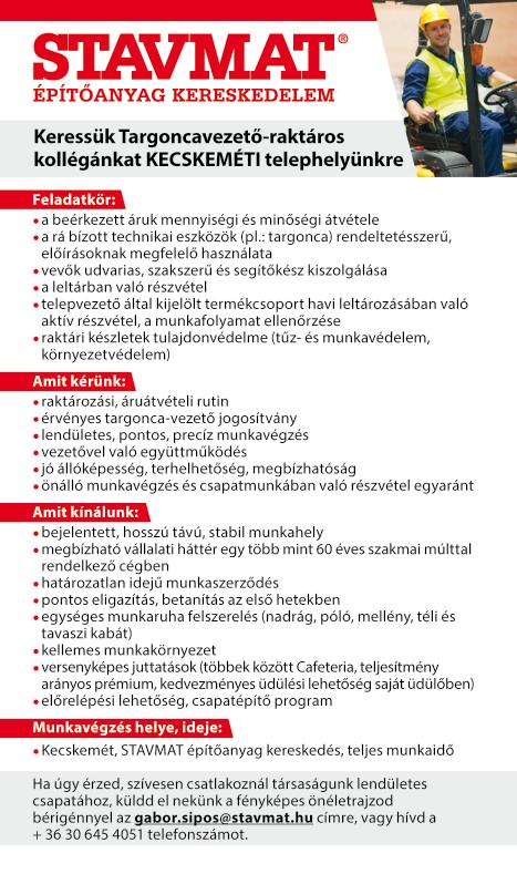 Rugalmas időbeosztás,sok szabadidő, 2 műszak, fő vagy mellékállás, korrekt körülmények között. Érdeklődni: +36-30/3707825 Mineral-Kontakt Bt.