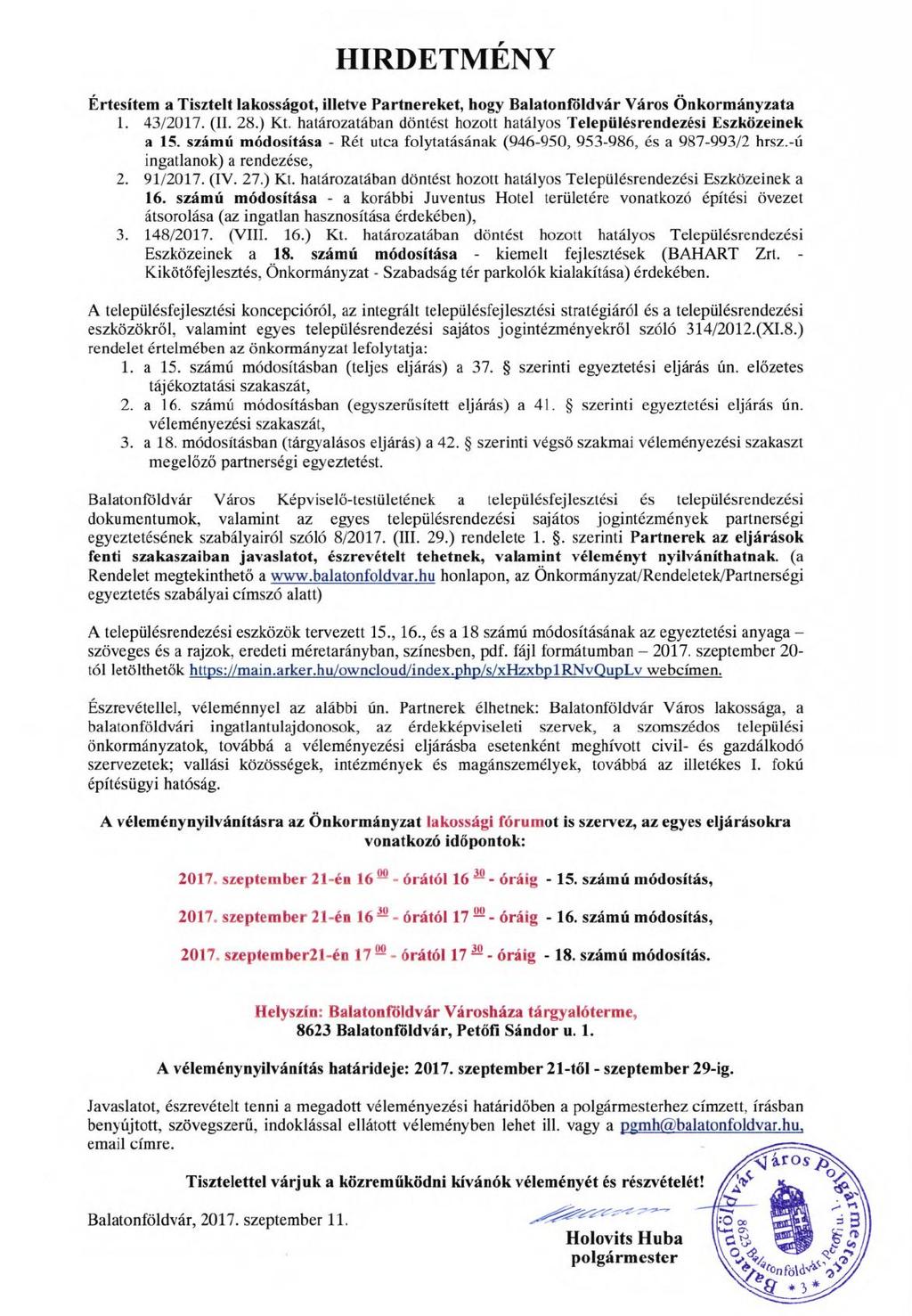 1. melléklet a Balatonföldvár Város hatályos településrendezési eszközeinek 18.