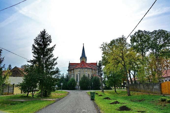 valamint a gépkocsiút mellett nagy zöldfelületi sávok