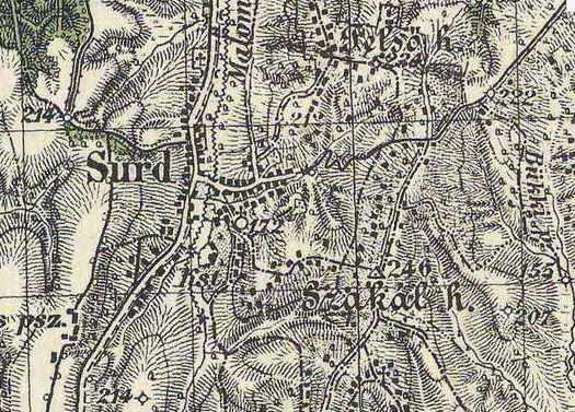 A település bemutatása 8 SZERKEZETI FEJLŐDÉS A történeti térképek alapján a település az első katonai térképen (1782-1785) már szerepelt Surd névvel.