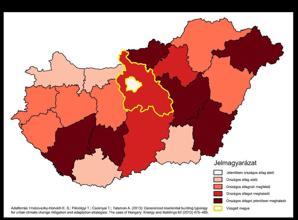 34. ábra: Lakóépületek viharok általi veszélyeztetettsége Ez alapján a Pest megye lakóépületeinek viharok általi veszélyeztetettsége az országos átlagot kismértékben (kb. 5%-kal) haladja meg.