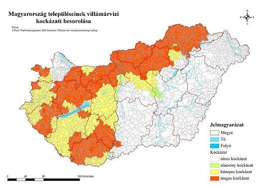 jelenthet, minden esetben a településen áthaladó vízfolyások legalacsonyabban fekvő pontjához (az erózióbázishoz) képest jelölhető ki, éppen ezért a villámárvíz veszélyeztetettségi besorolás is az