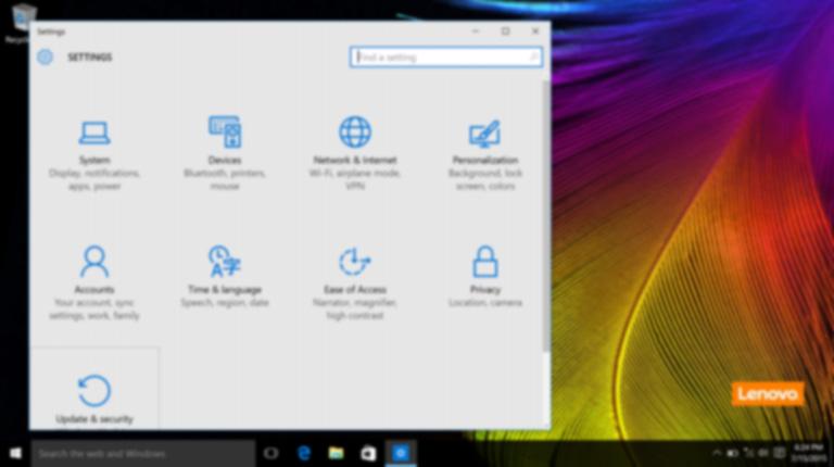 2. fejezet: A Windows 10 használatának megkezdése Beállítások A Beállítások segítségével az alapvető feladatokat végezheti el.