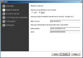 szerverként a mail.nanomail.hu -t.