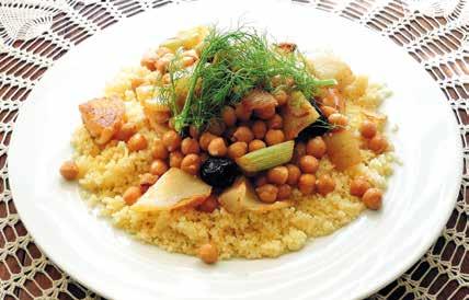 While the spicy meat and vegetables are cooked in the lower part, the tasty steam simmers the couscous in the upper part.