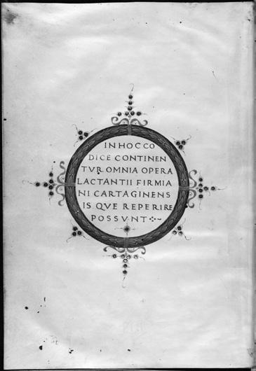 440, fol. 1v, részlet 9. Lactantius: Opera.