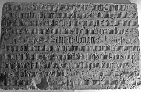 Georg Schönberg pozsonyi prépost ( 1486) síremlékének másik feliratos 