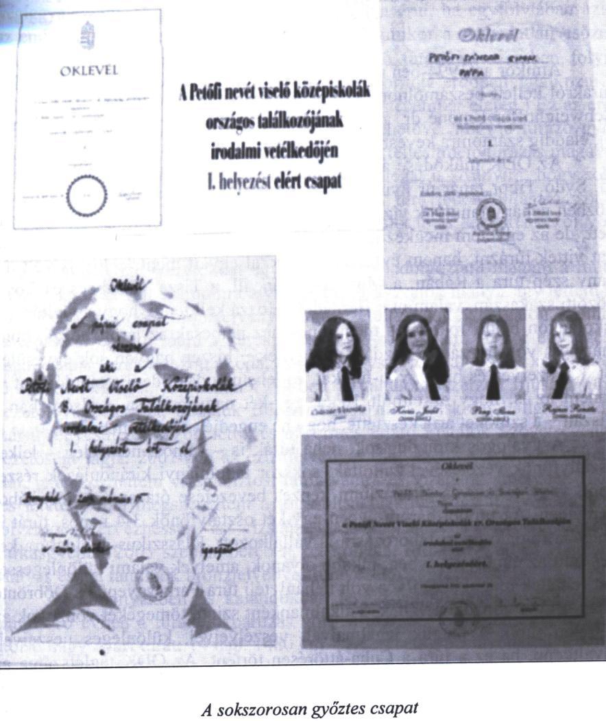 A Petőfi irodalmi versenyekkel egyidős a Petőfi városi vers- és prózamondó verseny, melyet iskolánk magyarmunkaközössége két kategóriában szokott meghirdetni 7 8., illetve 9 12. évfolyamosok számára.