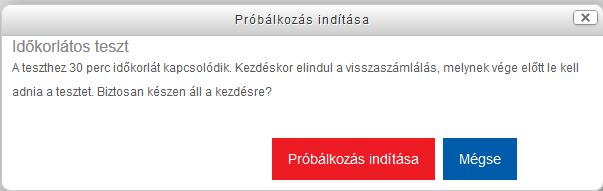 5. A lap felső sarkában található a Tesztnavigáció blokk, amely a teszt kérdéseit jelzi ki.