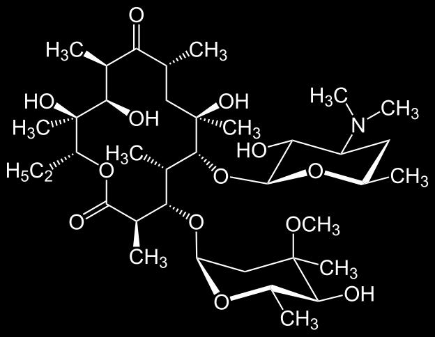 Glikozid tipusú antibiotikumok Makrolid vegyületek (makrociklusos lakton)
