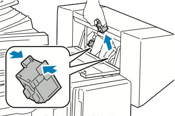 Üzenet jelenik meg a vezérlőpanel érintőképernyőjén, amikor a tűzőkazetta kiürül.