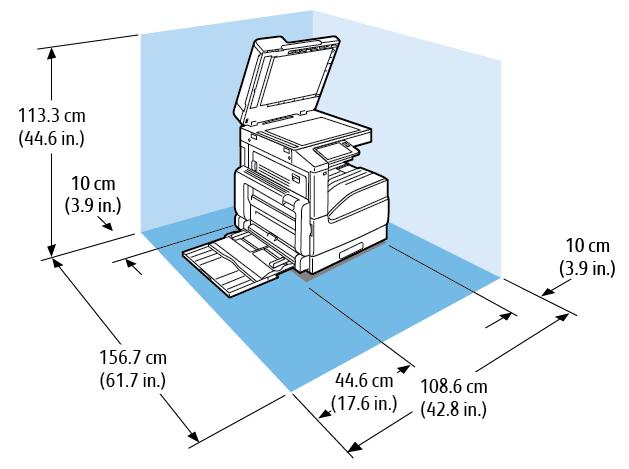 Műszaki adatok Teljes helyigény Az alapmodell helyigénye Szélesség: 108,6 cm (42,8")