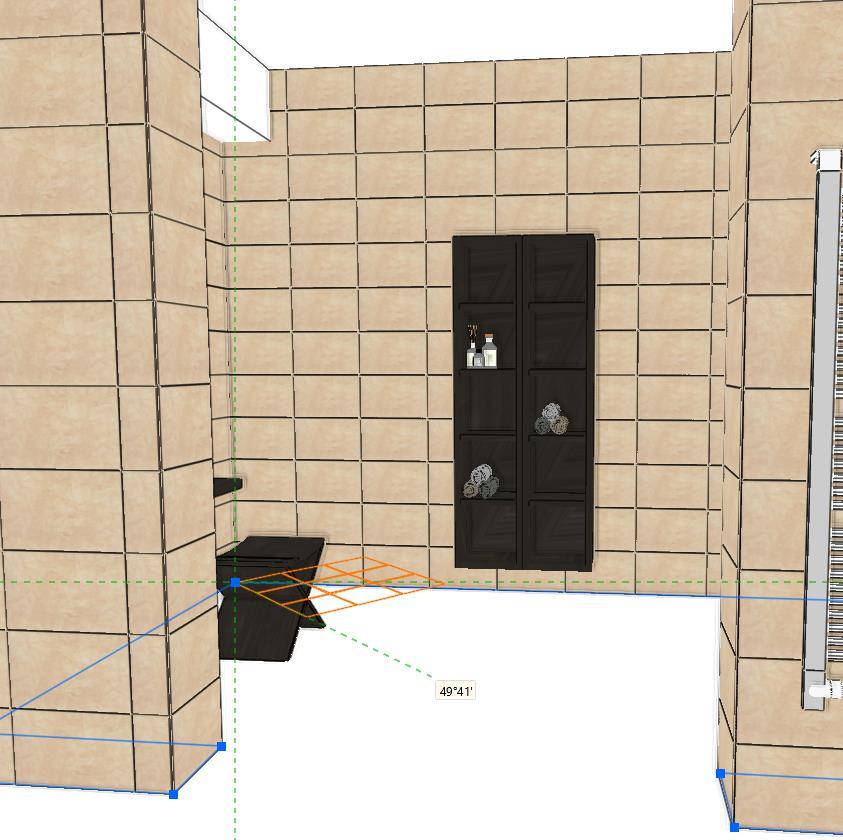 3. Lecke: Fürdőszoba tervezés - Burkolás 7 Az eredmény azonnal látható. A fürdőszoba minden fala padlótól a mennyezetig a kiválasztott burkolólappal burkolásra kerül.