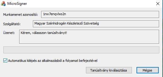 Ezt követően erősítse meg a kiválasztott tanúsítványt az OK gomb megnyomásával: Az aláírás folytatásához a számítógép ismét elindítja a