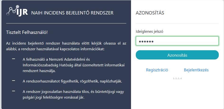 4. ábra Bejelentkező felület PIN kóddal történő azonosítás és bejelentkezés FONTOS!