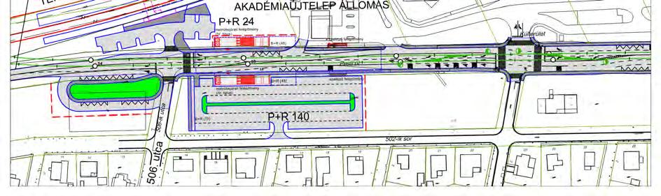 Itt lehet biztosítani a metró és a vasút átszállási kapcsolatát. Az 506. utcával szemben lévő területen a NIF egy 24 férőhelyes P+R parkolót tervezett a tervezett városszéli megállóhelyhez.