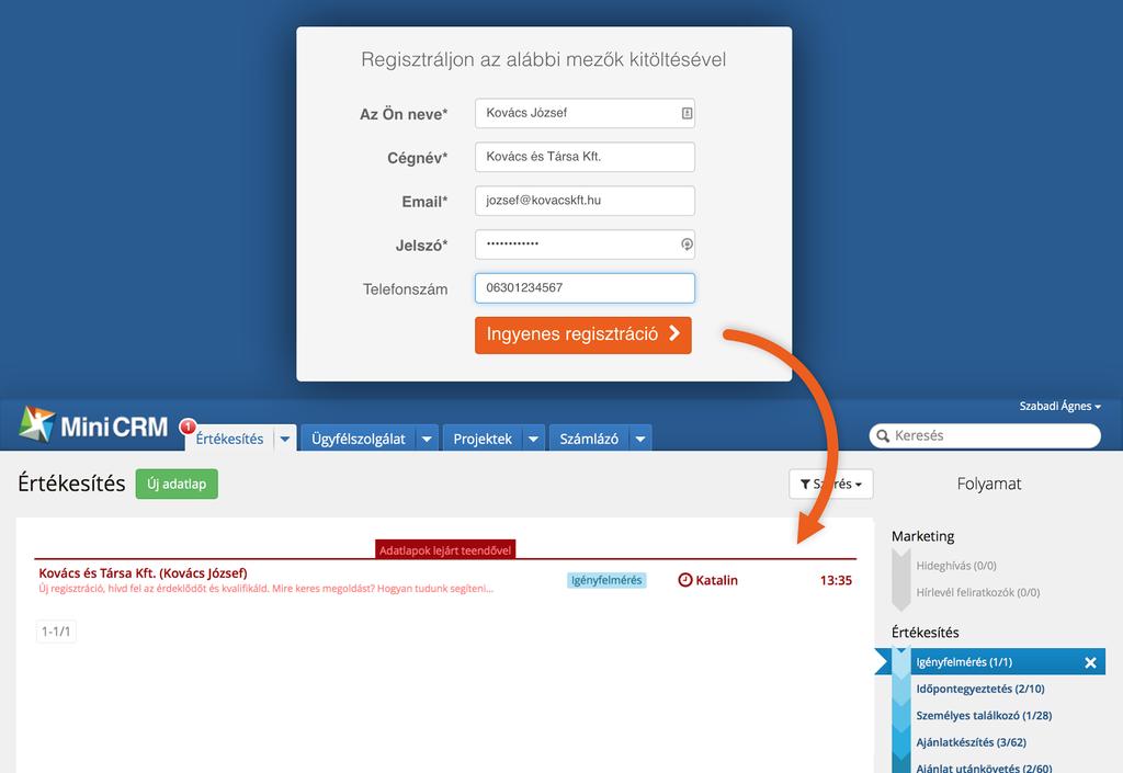 8. Webes űrlapok beállítása Ha van weboldala, amin keresztül megtalálhatják érdeklődői tegyen rá MiniCRM űrlapot. Így mindig elérhető lesz, egyetlen megkeresés sem veszik el.