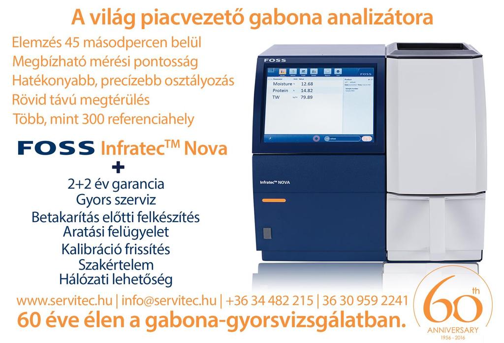 Gabona gyorsvizsgálat mesterfokon A dán FOSS Analytical és annak kizárólagos magyar képviselete a Servitec Kft.