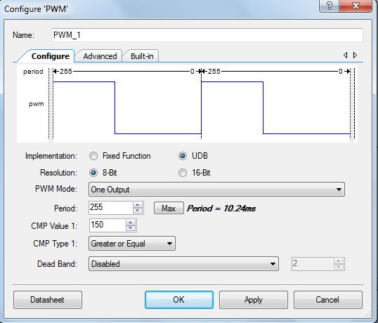 A PWM_1 modul konfigurálása PWM_2 beállítása
