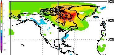 Surface temperature anomalies for the period 17 December 2010 to 15 January 2011
