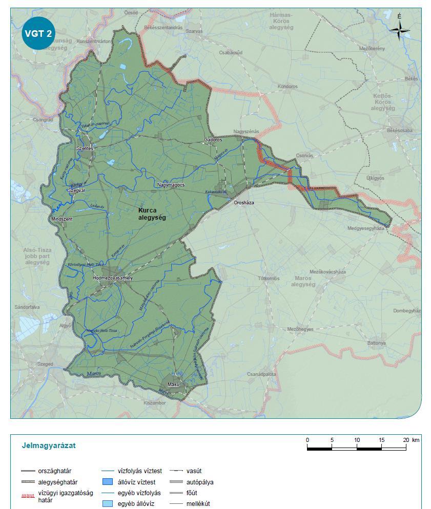 Mintaterület bemutatása A Kurca alegységet nyugatról a Tisza, északról a Veker-ér vízgyűjtője, keletről a Mágocsér és a Kórógy-ér, míg délről a Maros határolja.