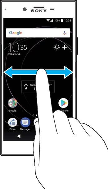 1 Üdvözli az Xperia alkalmazásfelület Erre koppintva megnyithatja az alkalmazásfelületet, és választhat egy feladatot (például tartalom