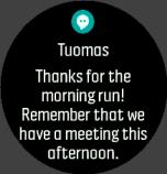 3.21. Értesítések Amennyiben a Suunto Movescount alkalmazás segítségével párosította az óráját, értesítéseket, például bejövő hívásokat és szöveges üzeneteket kaphat az órájára.