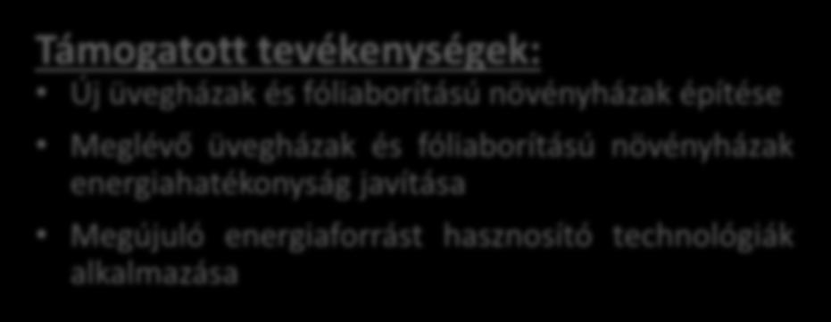 Üveg- és fóliaházak létesítése, energiahatékonyságának növelése geotermikus energia felhasználásának lehetőségével Keretösszeg: 23,31 Mrd Ft Megjelenés: 2016. február 1.