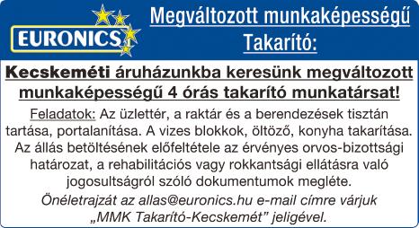 Heti 4 munkanap, 12 órás munkarend. Akár bruttó 180.000 200.000 Ft/hó + cafetéria. Ingyenes dolgozói buszjárat: Kecskemét, Lajosmizse, Nagykőrös.