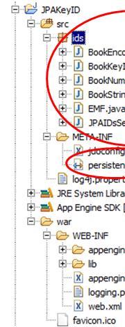 A Java Persistence API Négy adatosztály készült, mindegyik a kulcs készítésének egy-egy módját mutatja be: BookStringId - kulcs név (key name) BookNumericId - numerikus system ID BookKeyId - Key