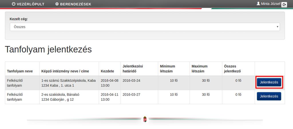 24 Ebben a listában azok a képző intézmények jelennek meg, amelyeket a jelentkezéskor a térképes felületen kiválasztott, jelenleg van szabad férőhellyel indított képzésük és a jelentkezési határidő