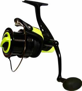 PONTYOZÓ/TÁVDOBÓ ORSÓK CUSTOM BLACK FLUO YELLOW ORSÓ Fluo sárga-karbon elemekkel díszített 3+ rozsdamentes acél csapágy Quick-set tűgörgős visszaforgásgátló