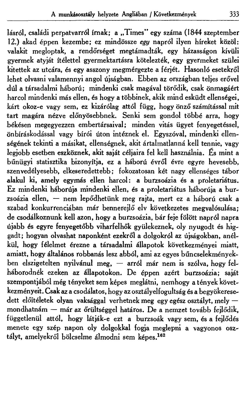 A munkásosztály helyzete Angliában / Következmények 333 lásról, családi perpatvarról írnak; a Times" egy száma (1844 szeptember 12.