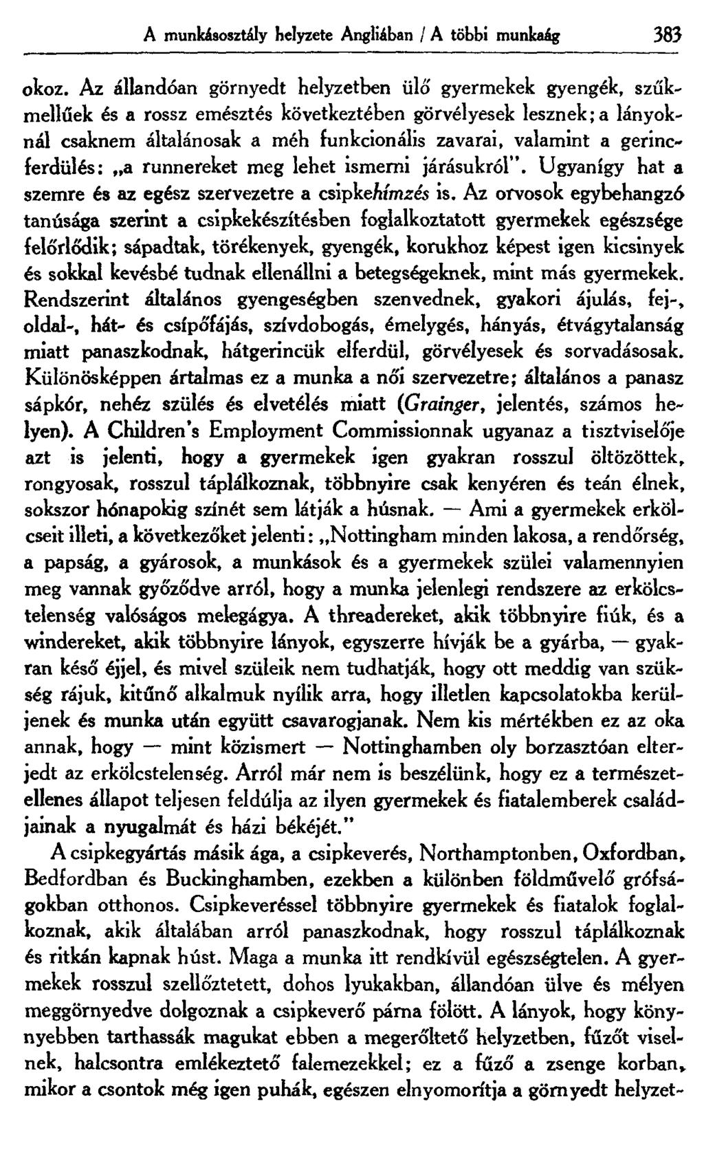 A munkásosztály helyzete Angliában / A többi munkaág 383 okoz.