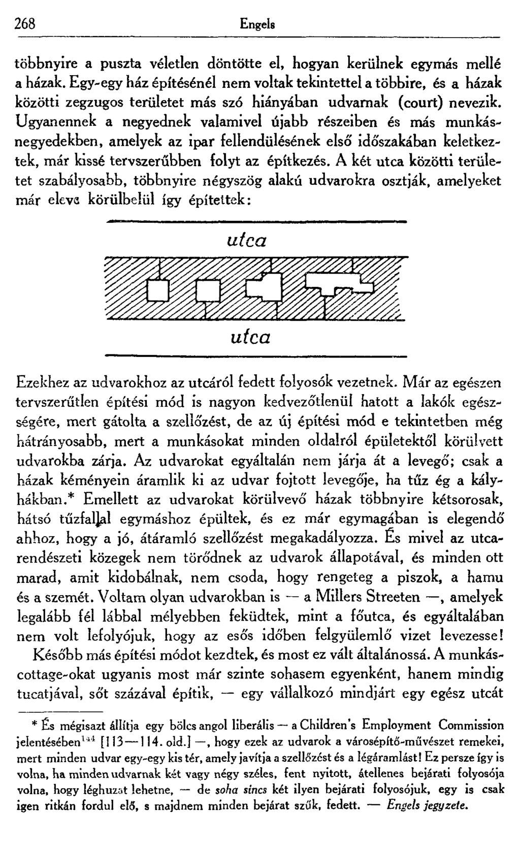 268 Engels többnyire a puszta véletlen döntötte el, hogyan kerülnek egymás mellé a házak.