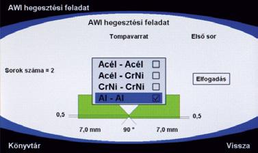 Assist üzemmódban a hegesztő megadja az anyagminőséget, vastagságot és a hegesztési pozíciót és azonnal rendelkezésre áll a