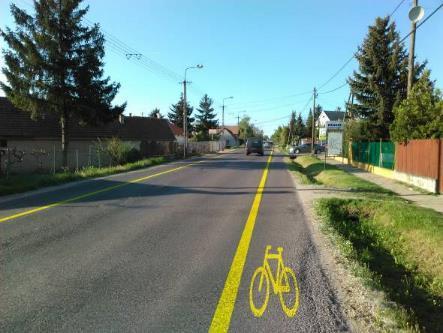 A Diósdi út-bethlen utca körforgalmon kerékpáros nyom felfestésével vezethetők át a kerékpárosok, majd a Diósdi úton a Riminyáki úti körforgalomig irányhelyes kerékpársávként vezethető tovább szintén