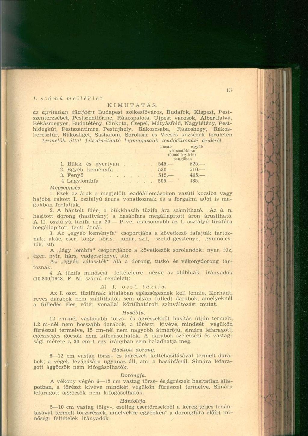 iá I. számú melléklet. KIMUTATÁS.