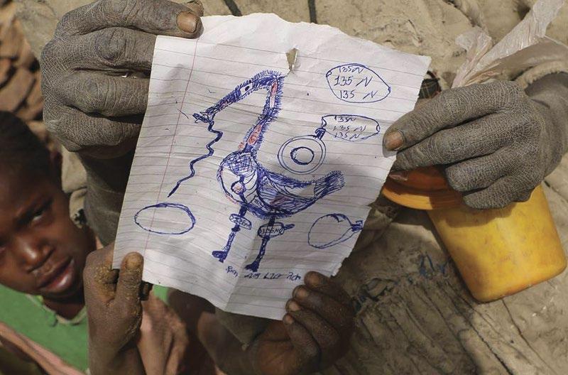 6. ábra: Etióp kisgyerek rajza a megtalált fekete gólyáról (Ciconia nigra) (a gyűrűszám helyesen 531N) (fotó: Guilad Friedemann) / Drawing of an Ethiopian child about the Black Stork found there (the