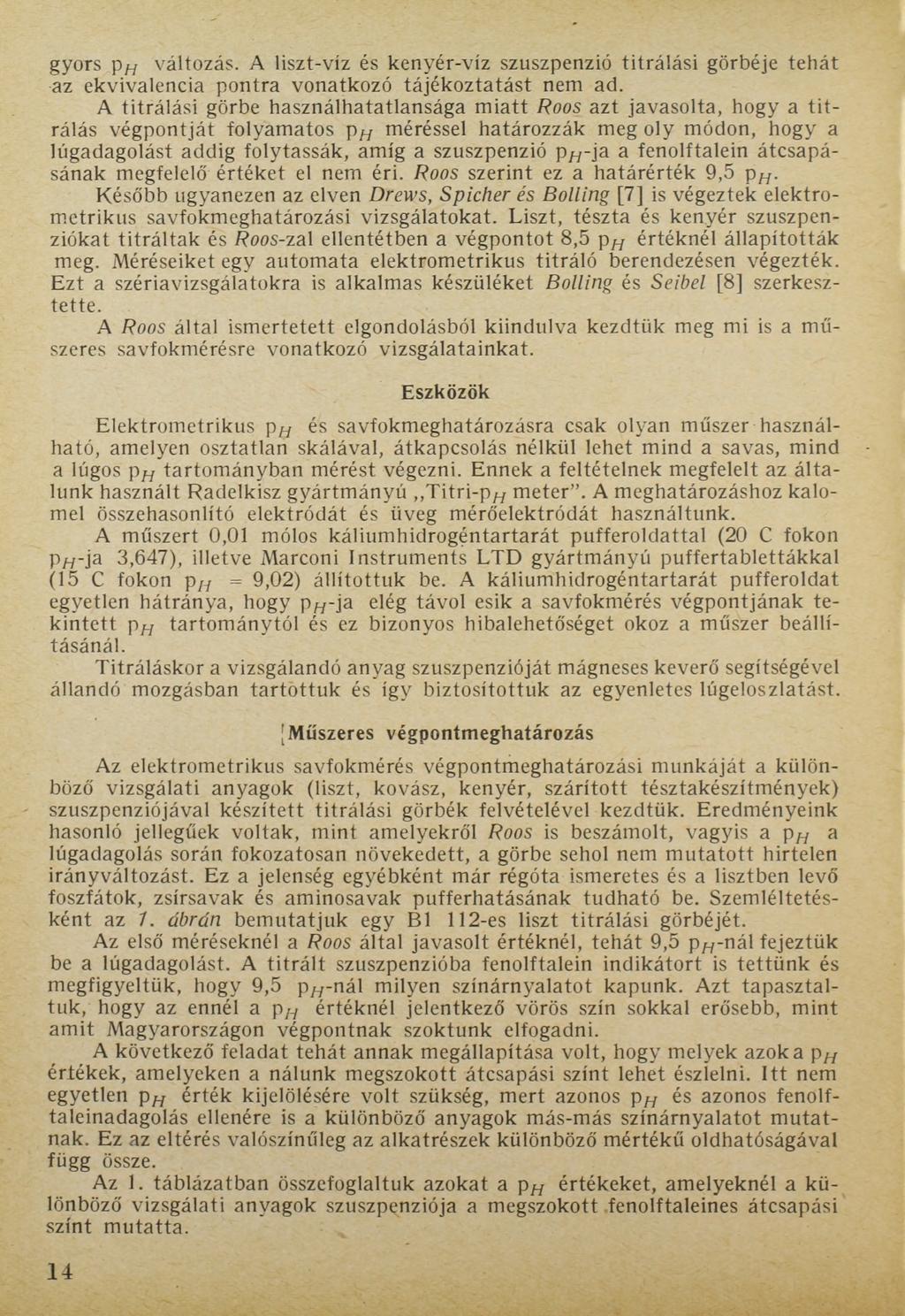 gyors ph változás. A liszt-víz és kenyér-víz szuszpenzió titrálási görbéje tehát az ekvivalencia pontra vonatkozó tájékoztatást nem ad.