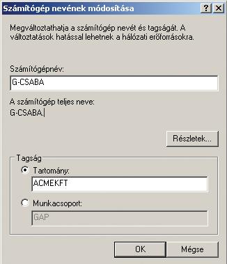 MAGAZIN» CÍMLAPSZTORI» HARDVER» SZOFTVER» KOMMUNIKÁCIÓ» KIKAPCSOLÓDÁS» GYAKORLAT 79 Samba lálkozunk, hogy nem csupán a felhasználókhoz (user account) szükséges UNIXaccount, hanem a tartomány összes