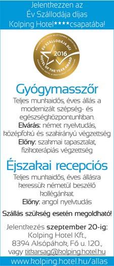 www.keszin.hu 7 LEDES világítás bemutatóterembe eladót felveszünk.jelentkezni: +36 70 623 2560 VÍZ-, Gáz-, Fűtés szerelőt keresünk hosszú távra Kecskemét és környékéről.