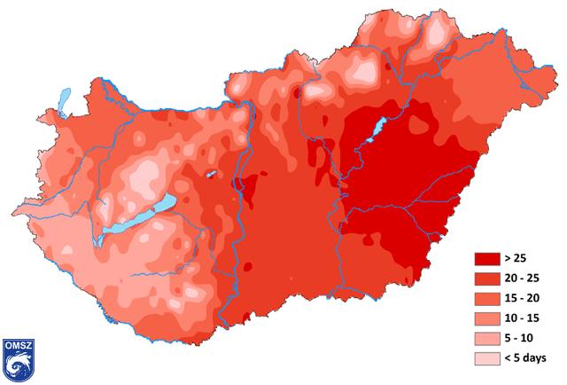 Szélsőértékek gyakoriságának növekedése - hőségnapok 2012.